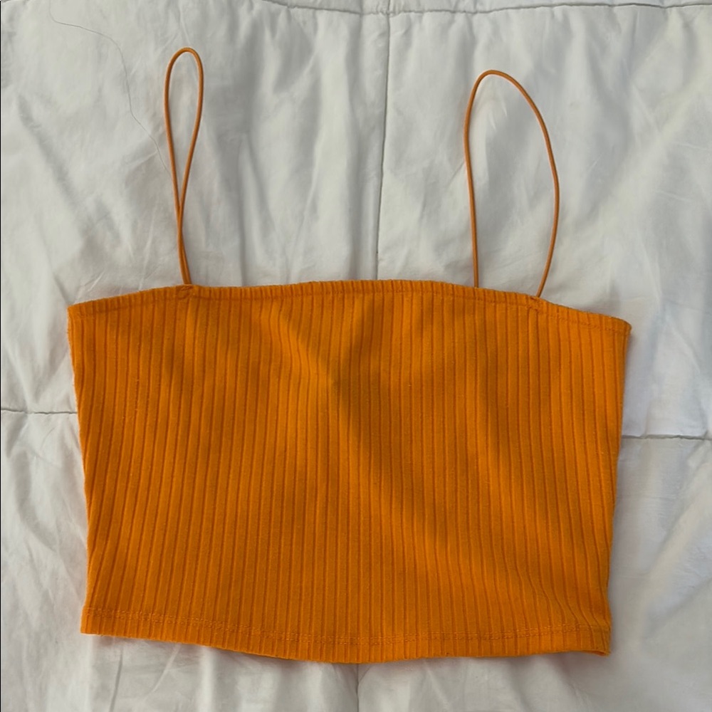 Forever 21 Vibrant Orange Ribbed Crop Top